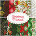 Collage of the red and green fabrics showcasing musical instruments included in the Christmas Musical collection.