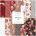 Collage of fabrics in baking up joy featuring, cookies, hot cocoa and baking supplies in red, brown, and white 