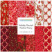 Collage of red fabrics featuring holiday flora and bows included in the Holiday Flourish - Festive Finery FQ set in red.