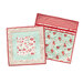 Two decorative quilted placemats are shown. One has a floral pattern in shades of red and green, with a light blue center. The other features a red and white pattern with flowers in shades of green.