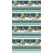 digital image of borderstripe fabric featuring wildlife animals, trees, snowflakes and robins