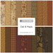 Collage of fabrics in Oak and Maple FQ set in earthy colors