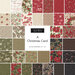 collage of A Christmas Carol collection fabrics in muted shades of red, green, cream, and black