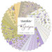 collage of all Georgia fabrics splayed in a circle, in soothing shades of taupe, cream, yellow, green, and purple