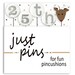 A digital mockup of the packaging for the pins, showing a reindeer pin and four pins that spell out 25th.