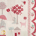 A close up on a block showing little applique animals and flowers, showing fabric and stitching details. 
