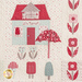 Close up on the block featuring popsicles and an ice cream shoppe, showing fabric and stitching details. 