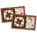 The two completed placemats for December, colored in bright festive colors and isolated on a white background.