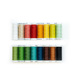 The 16 spools included in the thread set, laid out in rainbow order and isolated on a white background. 