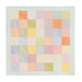 The completed patchwork receiving blanket in gentle pastel colors, isolated on a white background.