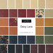 A collage of saturated red, green, tan, blue, and purple fabrics in the Daisy Lane FQ Set.