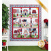 The completed Welcome Home In Summer quilt, colored in gentle red, white, and blue. The quilt is hung on a white paneled wall and staged with coordinating greenery and decor. A yellow banner in the top right corner reads "Laser Cut."