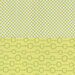 Fabric with two patterns: left features circles on a light yellow background, right has a green gingham design.