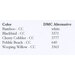 Table listing DMC color codes and their corresponding alternative colors.