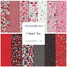 A collage of Valentine's Day fabrics included in the I Heart You FQ Set by Maywood Studio