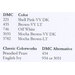 Table listing DMC color codes and their corresponding alternative colors.