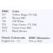 Table listing DMC color codes and their corresponding alternative colors.