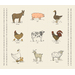 Cream panel with a multiple farm animal design 