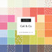 collage of the fabrics in the Cali & Co fat quarter set featuring calico prints in shades of gray, blue, green, white, orange, yellow, aqua, pink, and red