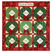 The completed Words of Christmas Wreath quilt, colored in red, green, and gold, isolated on a white background.