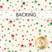 A swatch of cream fabric packed with red and green stars of varying shades and sizes.