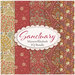 A collage of the fabrics included in the Sanctuary Maroon and Rhubarb fat quarter bundle.