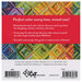 Back of Take-Along Mini Color Wheel, featuring booklet information over a patchwork diamond background.