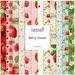 A collage of red, pink, cream, light blue, and green summer strawberry fabrics in the Berry Sweet fabric collection