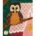 A super close up on the appliqué owl, showcasing the laser shapes and stitching details.