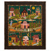 The completed Welcome Home in Autumn quilt colored in deep autumnal colors, isolated on a white background.