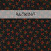 A black fabric with sprigs of clustered red berries. At the top, a rust red banner reads 