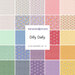 A collage of the fabrics included in the Dilly Dally FQ Set.