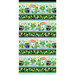 Border stripe fabric featuring St. Patricks Day Motifs such as pots of gold, rainbows and shamrocks