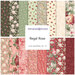 A collage of fabrics in shades of red, white, and green, available in the Regal Rose FQ Set.