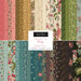 A collage of various fabric patterns arranged in vertical stripes, featuring floral designs, stripes, and textures in colors like pink, green, blue, and cream. The center includes a label that reads Moda, Collection for a Cause, Unity with additional details about fabric squares.