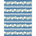 Blue border stripe fabric featuring large white florals