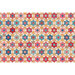 Patchwork style fabric with star and geometric shapes created with various colors and designs