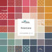 A collage of the fabrics included in the Americana fat quarter set in red, blue, yellow, and cream.