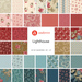 A collage of cream, red, and blue floral fabrics in the Lighthouse fabric collection