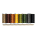 The eight spools included in the Midnight Silhouette thread set, arranged in rainbow order and isolated on a white background.