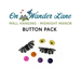 The bat, spooky, and colorful buttons included in the Midnight Manor button pack, isolated on a white background.