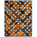 The completed Picnic quilt in orange, gray, black, and cream, isolated on a white background.