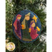 A super close up on the three wise men wool ornament, demonstrating fabric, applique, and stitching details.