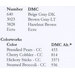 Table listing DMC color codes and their corresponding alternative colors.