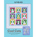 Colorful quilt pattern featuring nine illustrated cats wearing sunglasses and bow ties, titled Cool Cats.