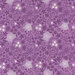 A purple patterned fabric featuring white spiderwebs and various flowers and leaves.