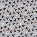 Various witch hats in black, orange, white, and purple on a gray background with tiny stars.