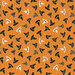 Various witch hats in black, orange, white, and purple on an orange background with tiny stars.
