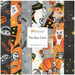 A collage of fabrics featuring Halloween-themed designs in orange, black, and gray with the text The Boo Crew.