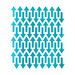 A repeating pattern of turquoise arrows positioned in a zigzag formation against a white background.